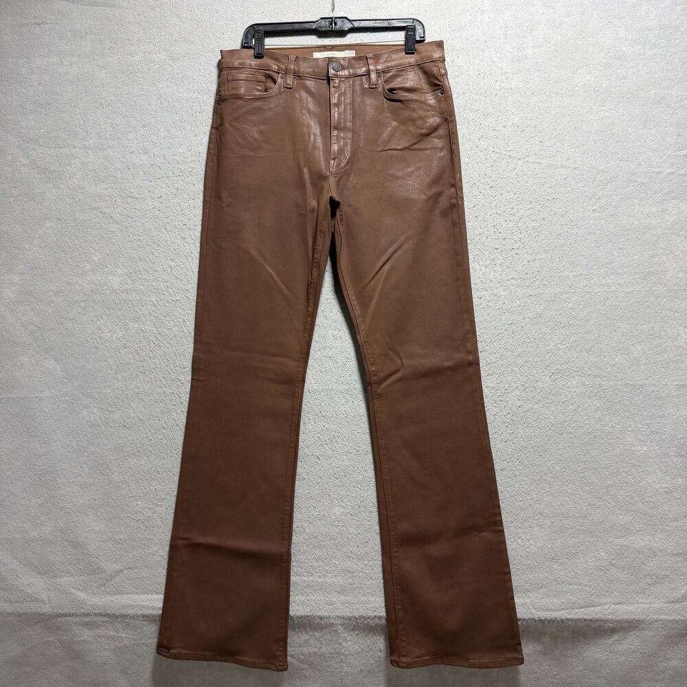 Hudson Barbara Pants Women's 34 Brown High Rise Bootcut Coated Tortoise Shell